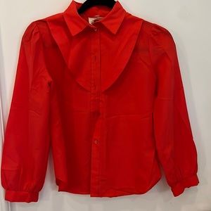 Vintage red bib blouse - S